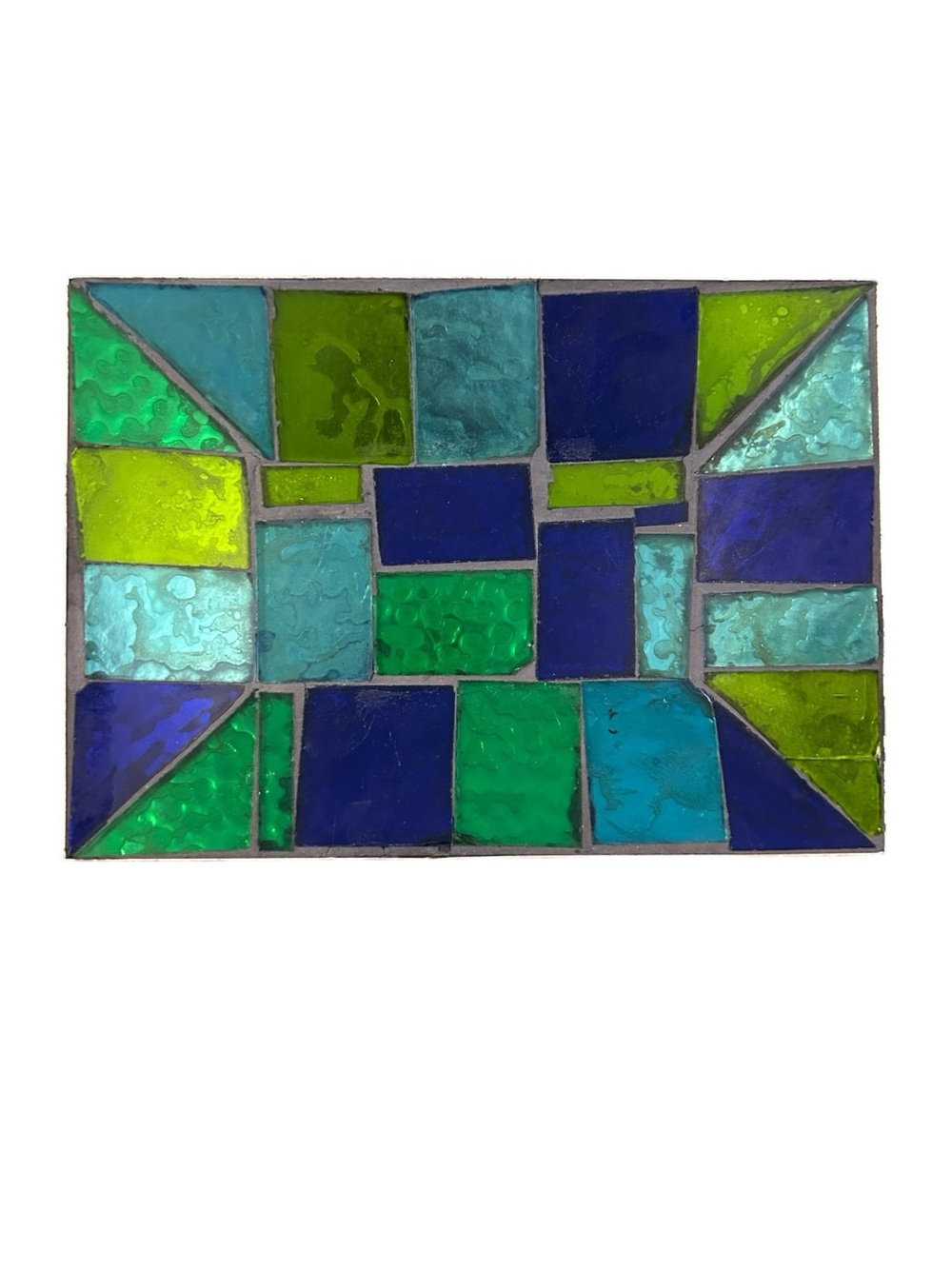 VTG Mosaic Glass Tile MCM Tray Green Blue Georges Briard STYLE Gold back READ